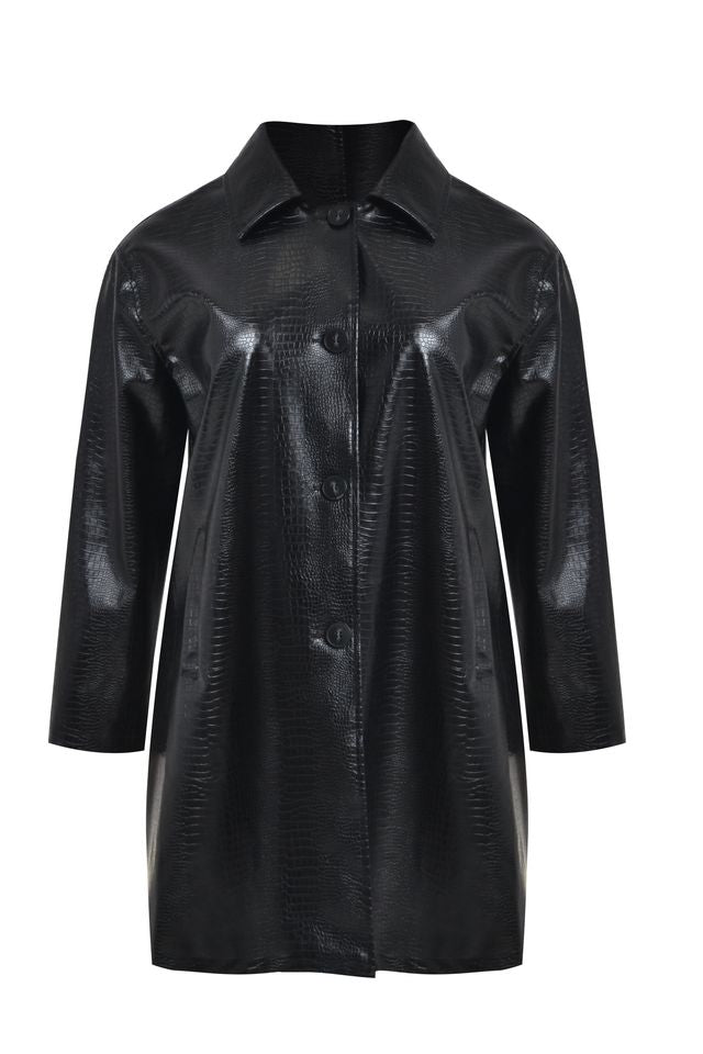 Textured Faux Leather Midi Coat 8603.4028.N