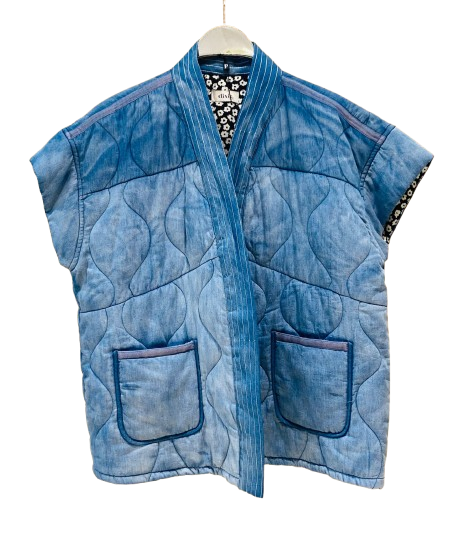 L93IJ006A (Quilted Oversized Denim Vest) سترة الدنيم المتضخم مبطن