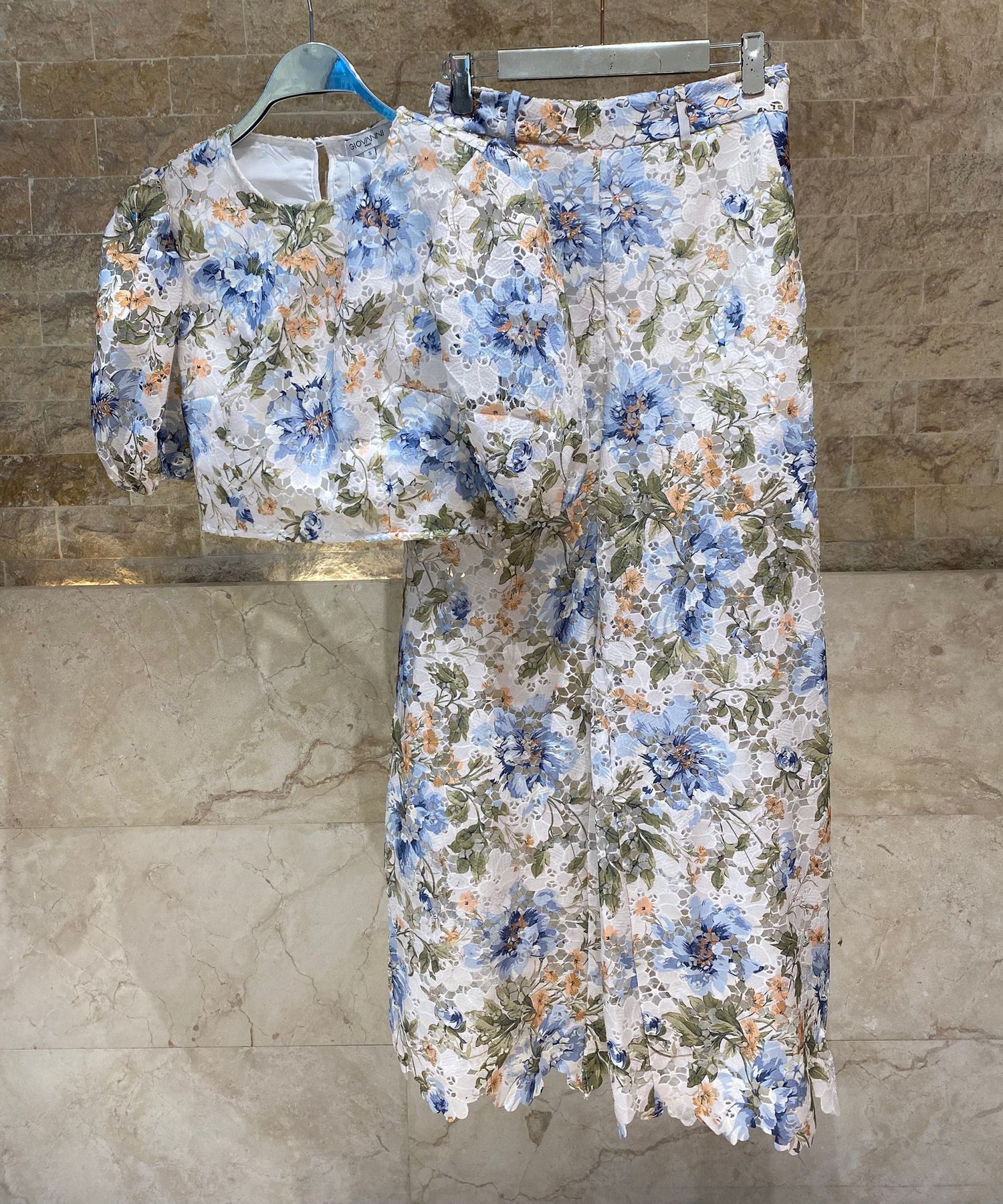 Valentine/Solene Floral Eyelet Lace Top and Pants - Brown Loft