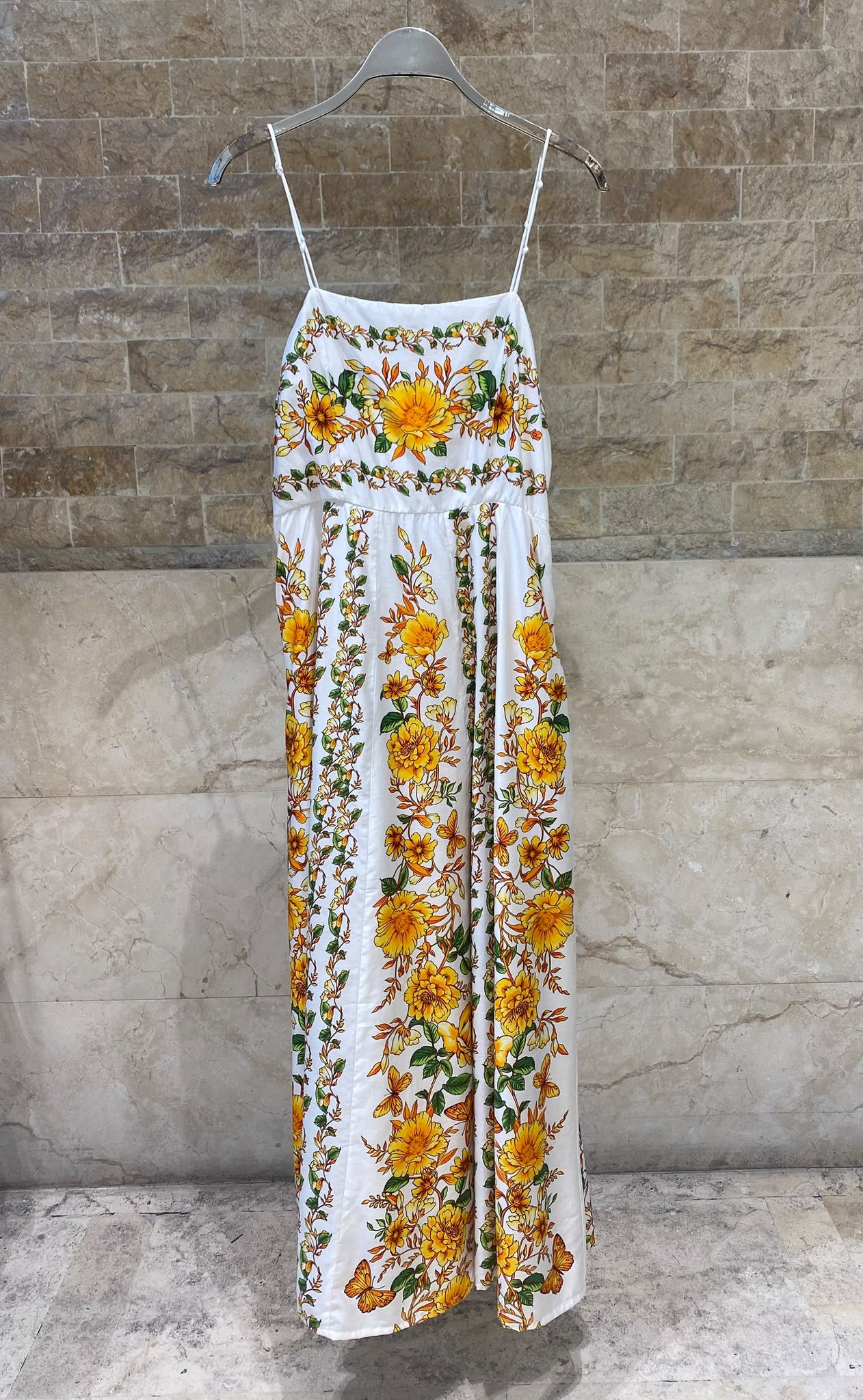 Vergara Straight Neckline Floral Print Dress