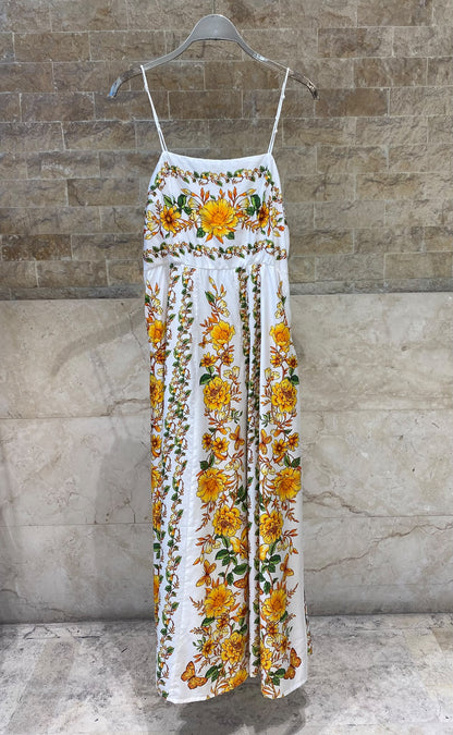 Vergara Straight Neckline Floral Print Dress