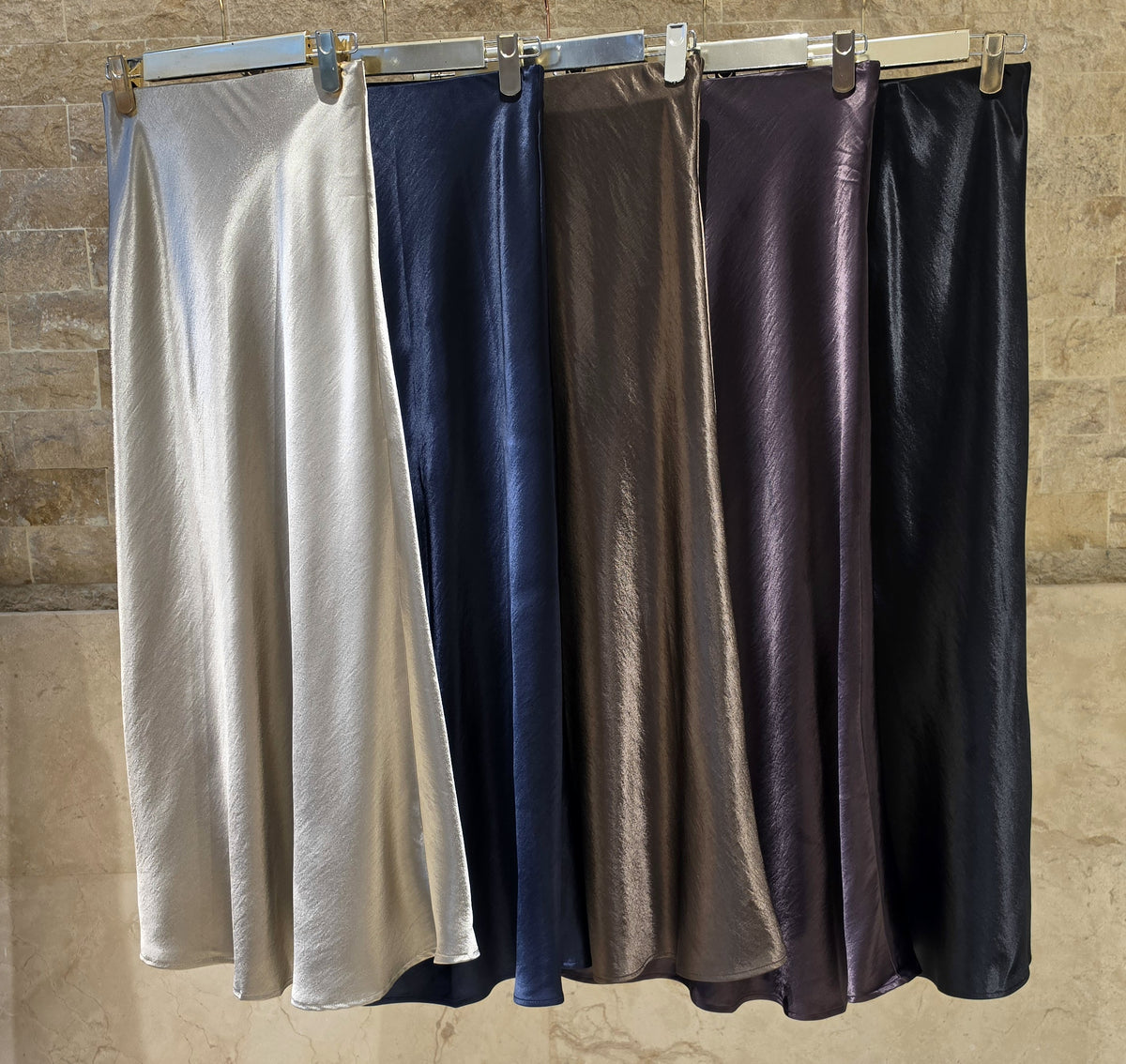 Satin A-Line Midi Skirt WH53055