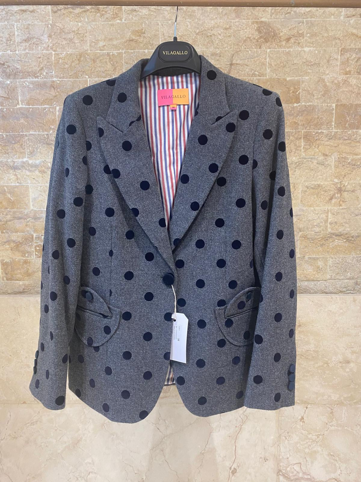 Grey Flocked Polka Dot Jacket 33811
