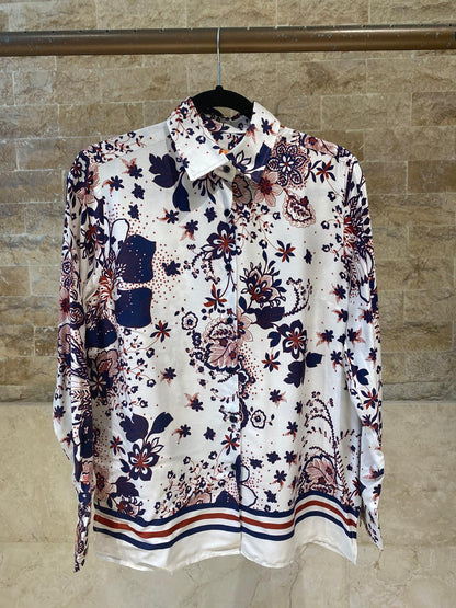 Star Flower Print Shirt – Ecru 33993