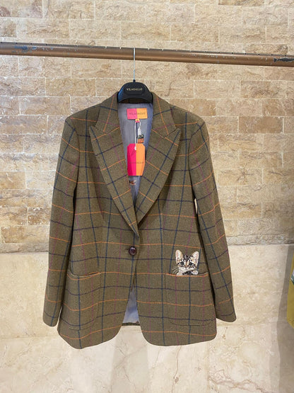 Embroidered Plaid Camel Jacket 33737