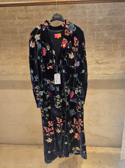 Navy Floral Sequin Coat 34043