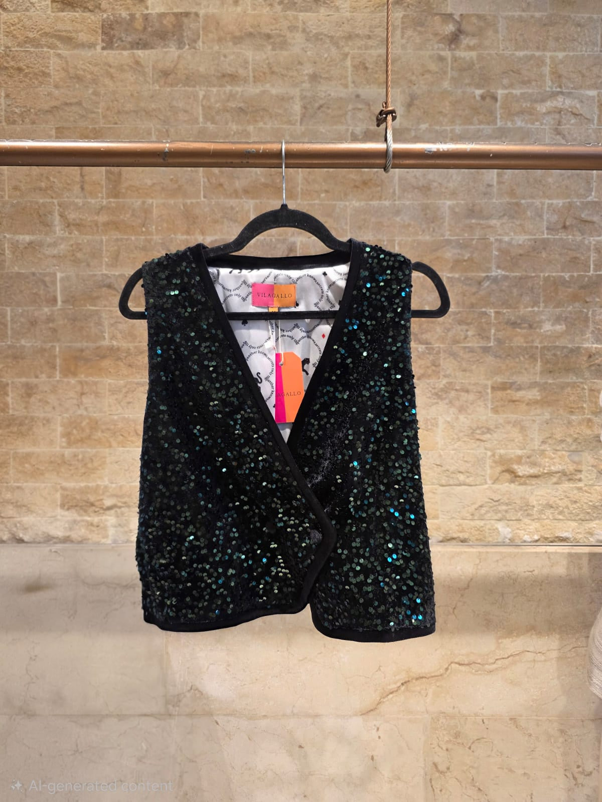 Sequined Green Vest 33895