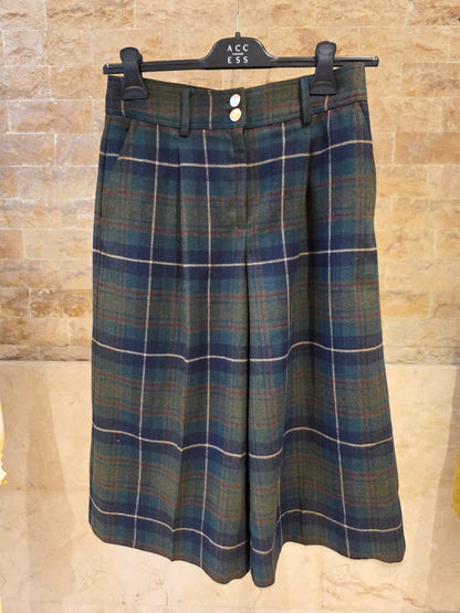Green Burgundy Plaid Wool Shorts 33945