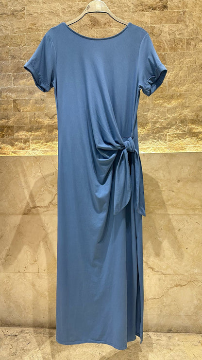 Cotton Dress with Round Neckline - TDM23525 - Brown Loft