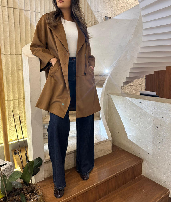 2502002 Faux Suede Coat معطف من الجلد المدبوغ الصناعي