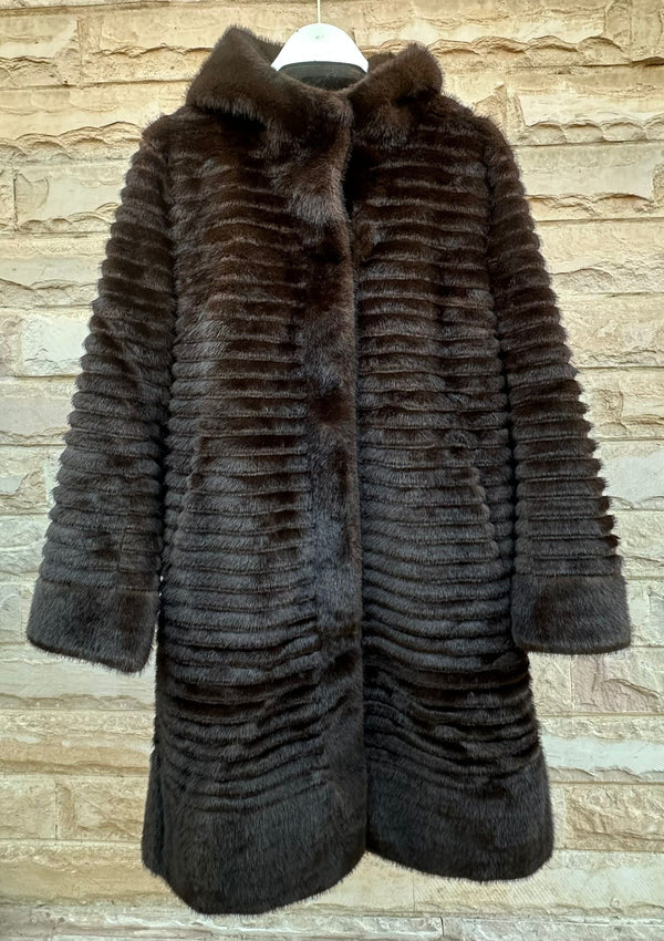 Gianna معطف طويل من الفرو الصناعي بغطاء للرأس