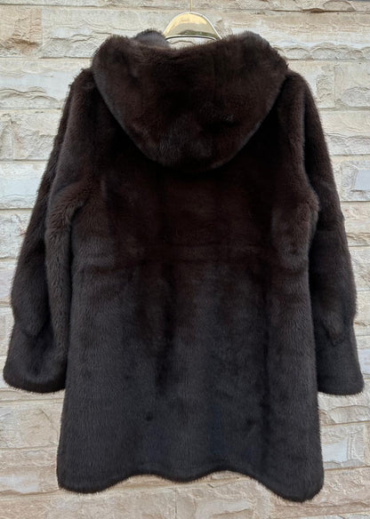 Lisa - Faux Fur Long Coat - Brown Loft