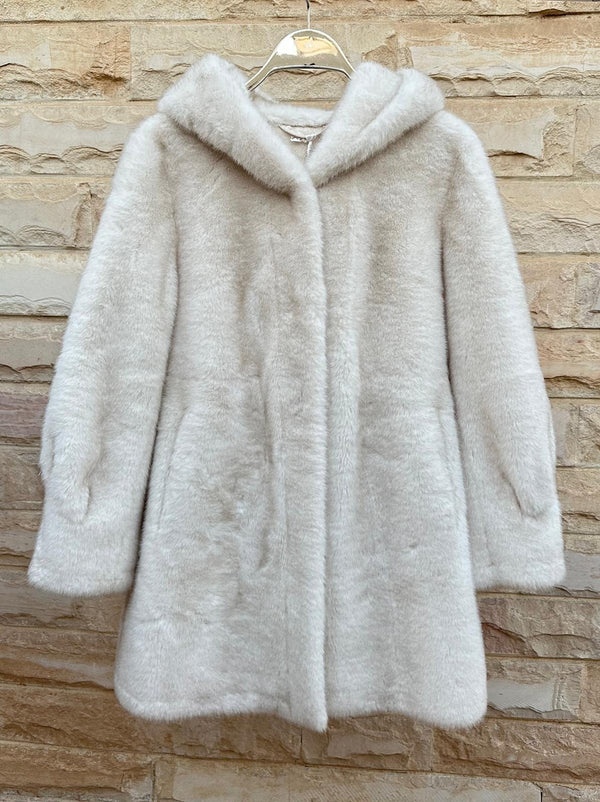 Lisa معطف طويل من الفرو الصناعي بغطاء للرأس