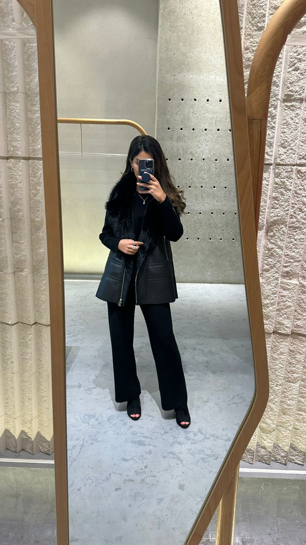 2501013 Faux Leather Double Sided Vest سترة جلدية صناعية مزدوجة الجوانب