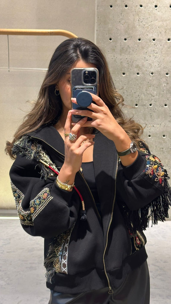 35439 Zip Up Hooded Sweatshirt Jacket سترة رياضية بغطاء رأس وسحاب