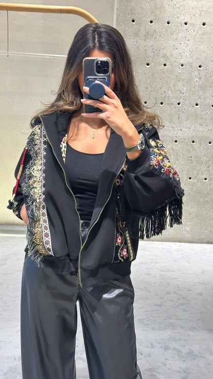سترة رياضية بغطاء رأس وسحاب 35439