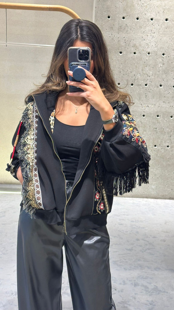 35439 Zip Up Hooded Sweatshirt Jacket سترة رياضية بغطاء رأس وسحاب