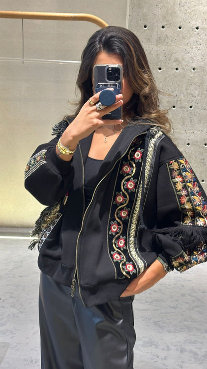 سترة رياضية بغطاء رأس وسحاب 35439