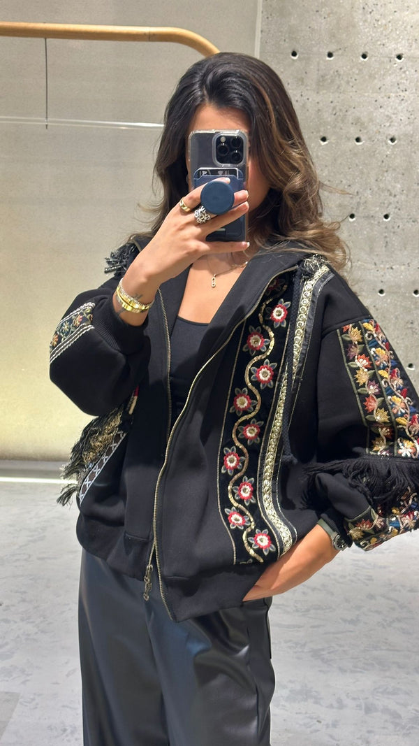 35439 Zip Up Hooded Sweatshirt Jacket سترة رياضية بغطاء رأس وسحاب