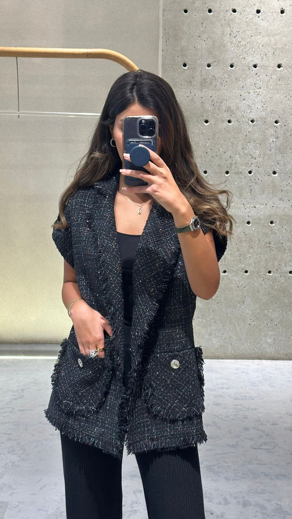 COBEC2002 Lurex Tweed Oversized Jacket سترة لوركس تويد كبيرة الحجم