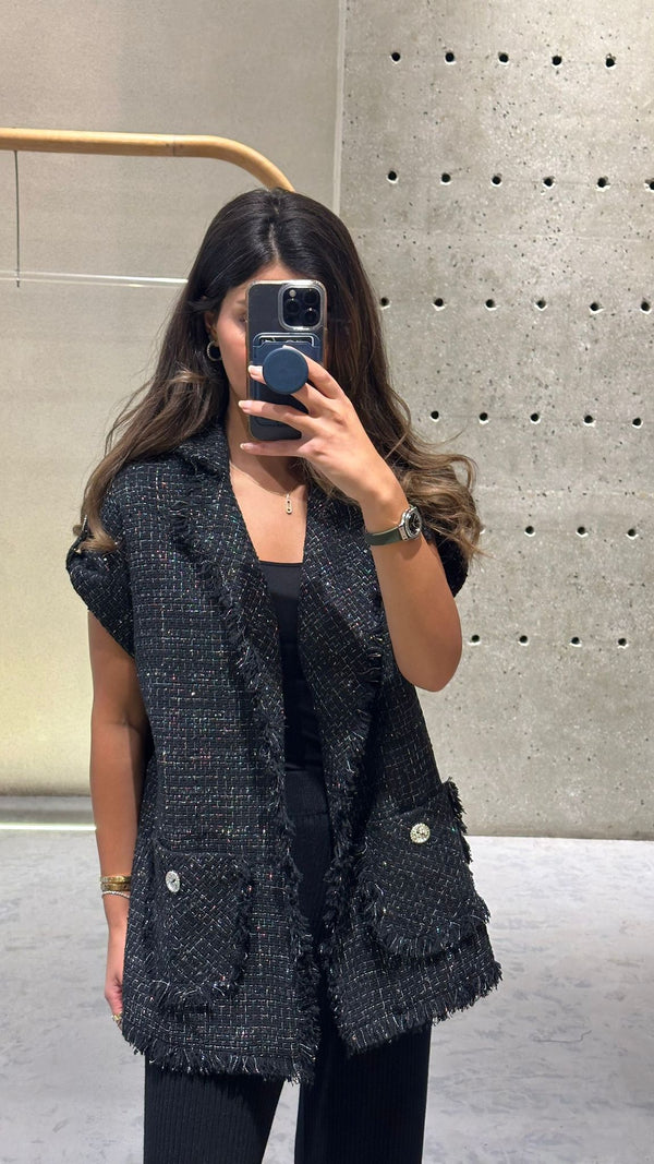 COBEC2002 Lurex Tweed Oversized Jacket سترة لوركس تويد كبيرة الحجم