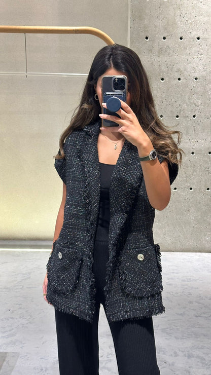 COBEC2002 Lurex Tweed Oversized Jacket - Brown Loft