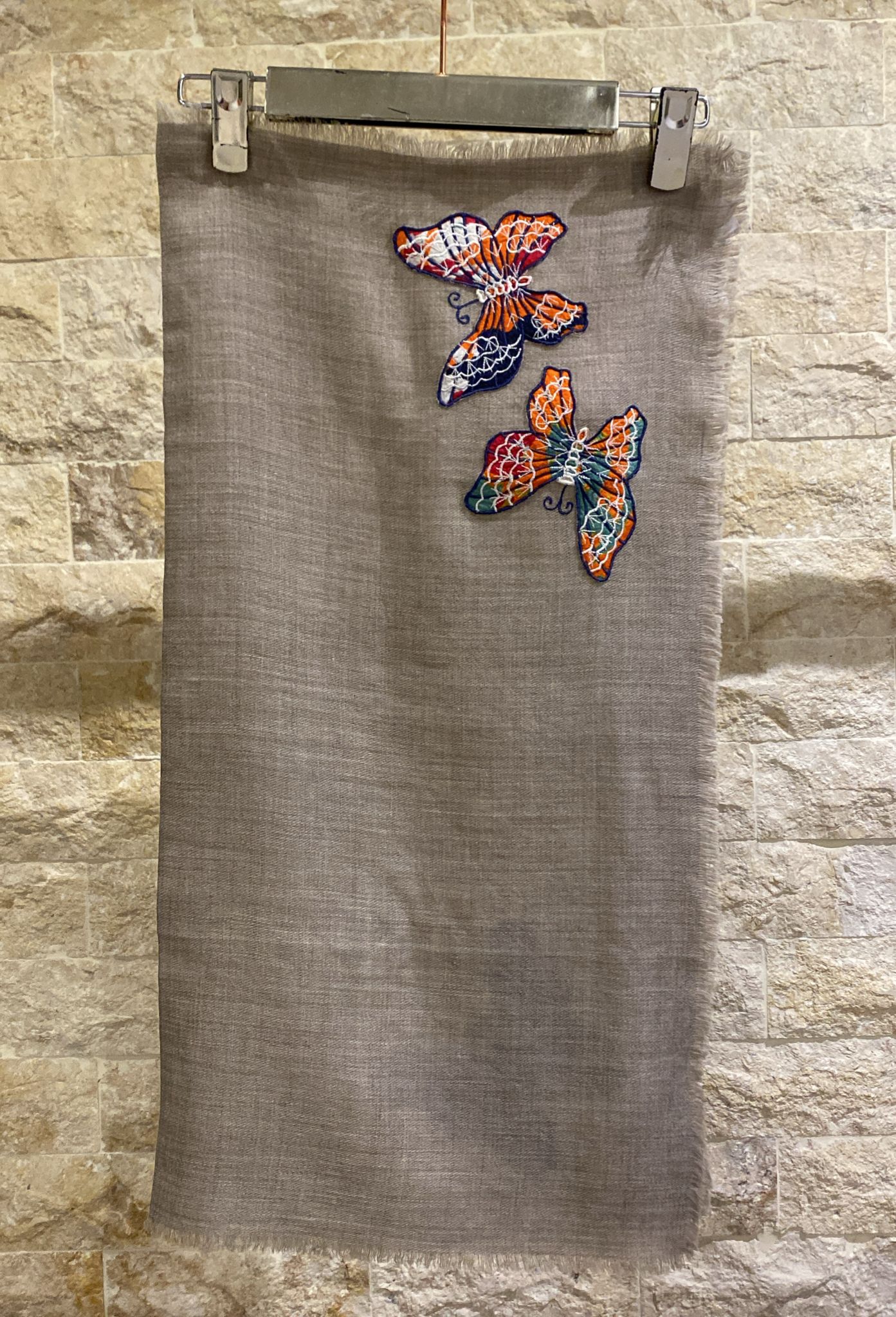 LC-BTF/1566 Square Wool and Silk Scarf - Brown Loft