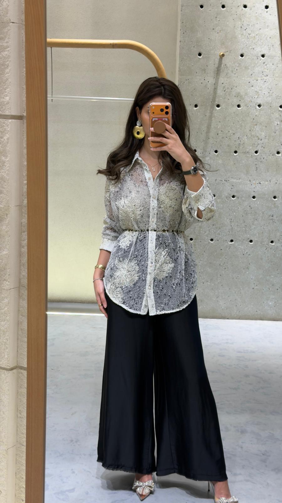 Norma Sheer Mesh Shirt قميص شبكي شفاف - Brown Loft