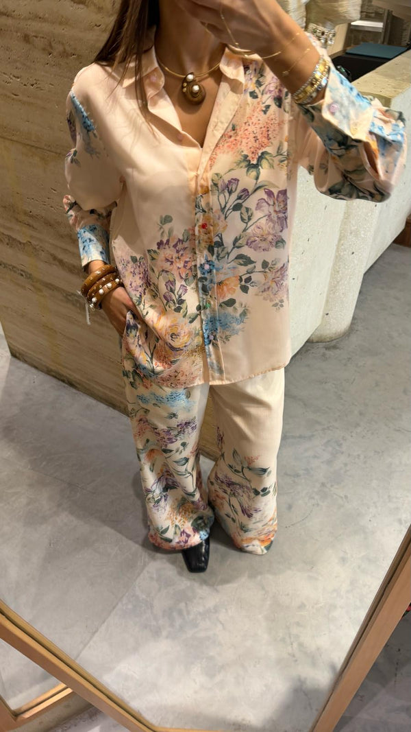 Faustine  Floral Print Linen Pants بنطال كتان بطبعة زهور