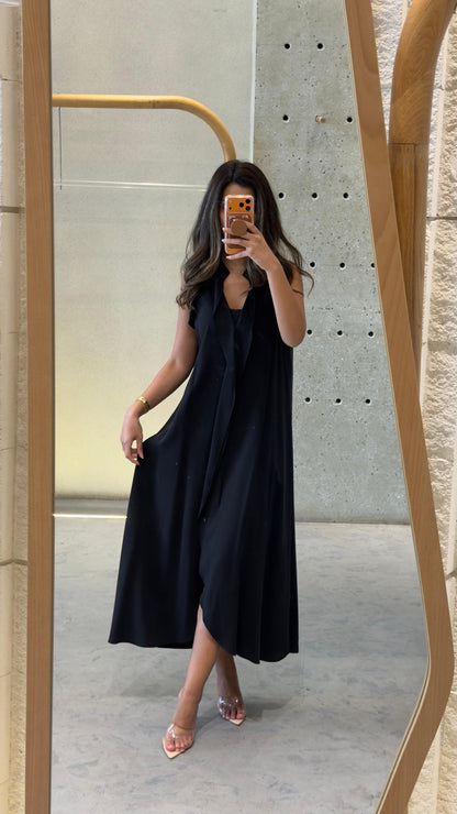 63-3321 Sleeveless Dress with Ruffles - Brown Loft