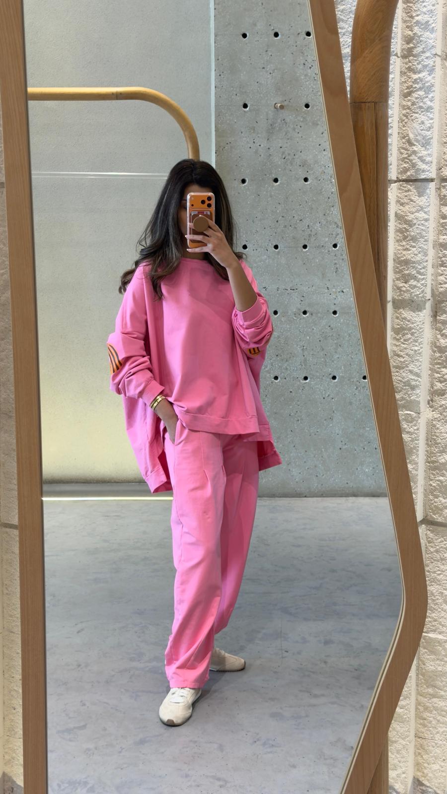 371720/6372 Oversized Sweatshirt and Pants سويت شيرت وبنطال واسعان - Brown Loft