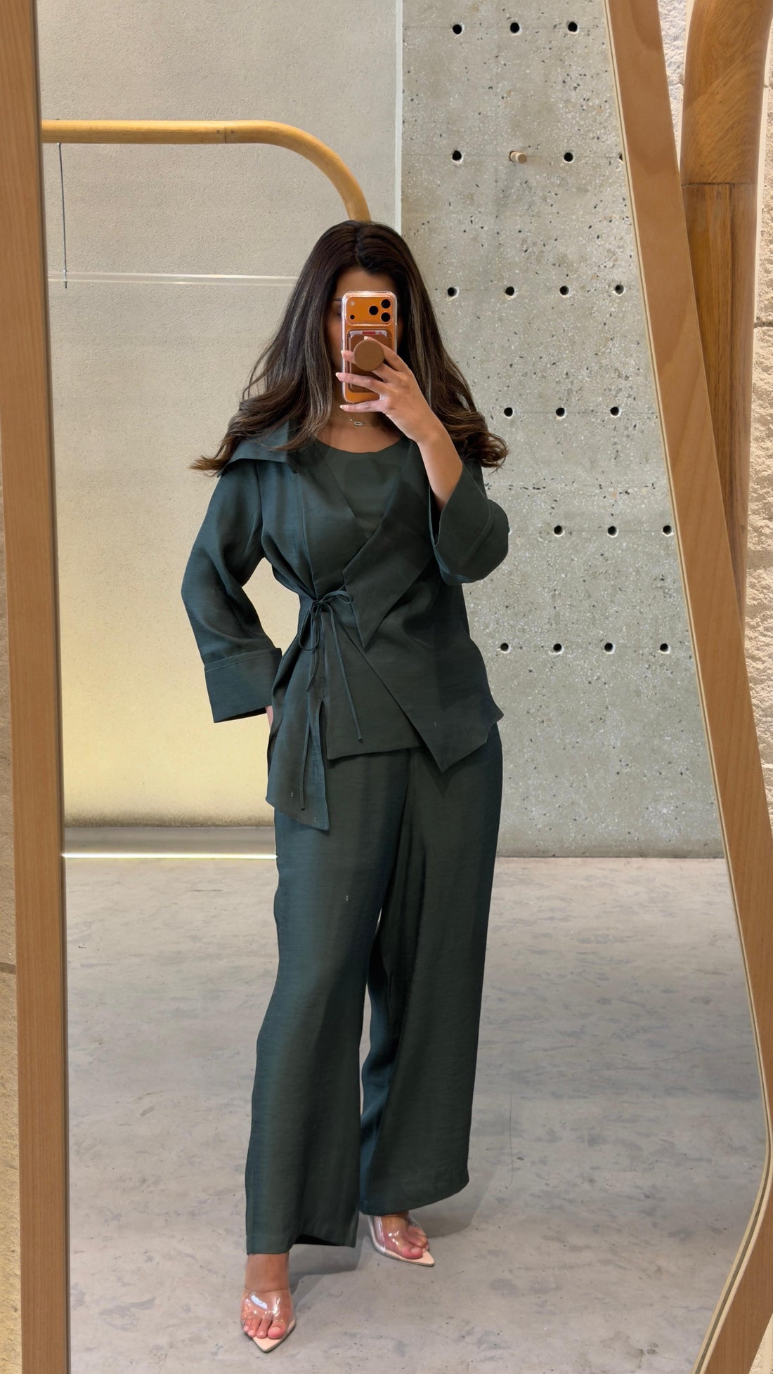 26SS-BC7051 High Waisted Wide Leg Pants - Brown Loft