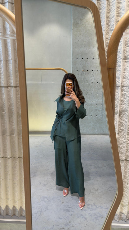 26SS-BC7051 High Waisted Wide Leg Pants - Brown Loft