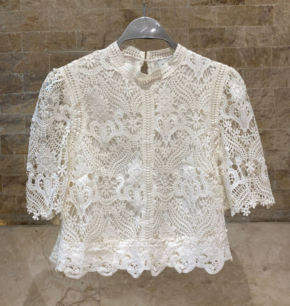 Cropped Floral Lace Top 80973