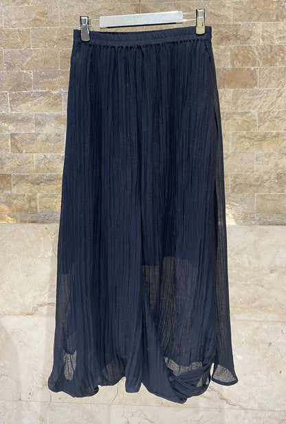 Crinkled Texture Sleeveless Top and Skirt Set 26S-1019/7020 - Brown Loft