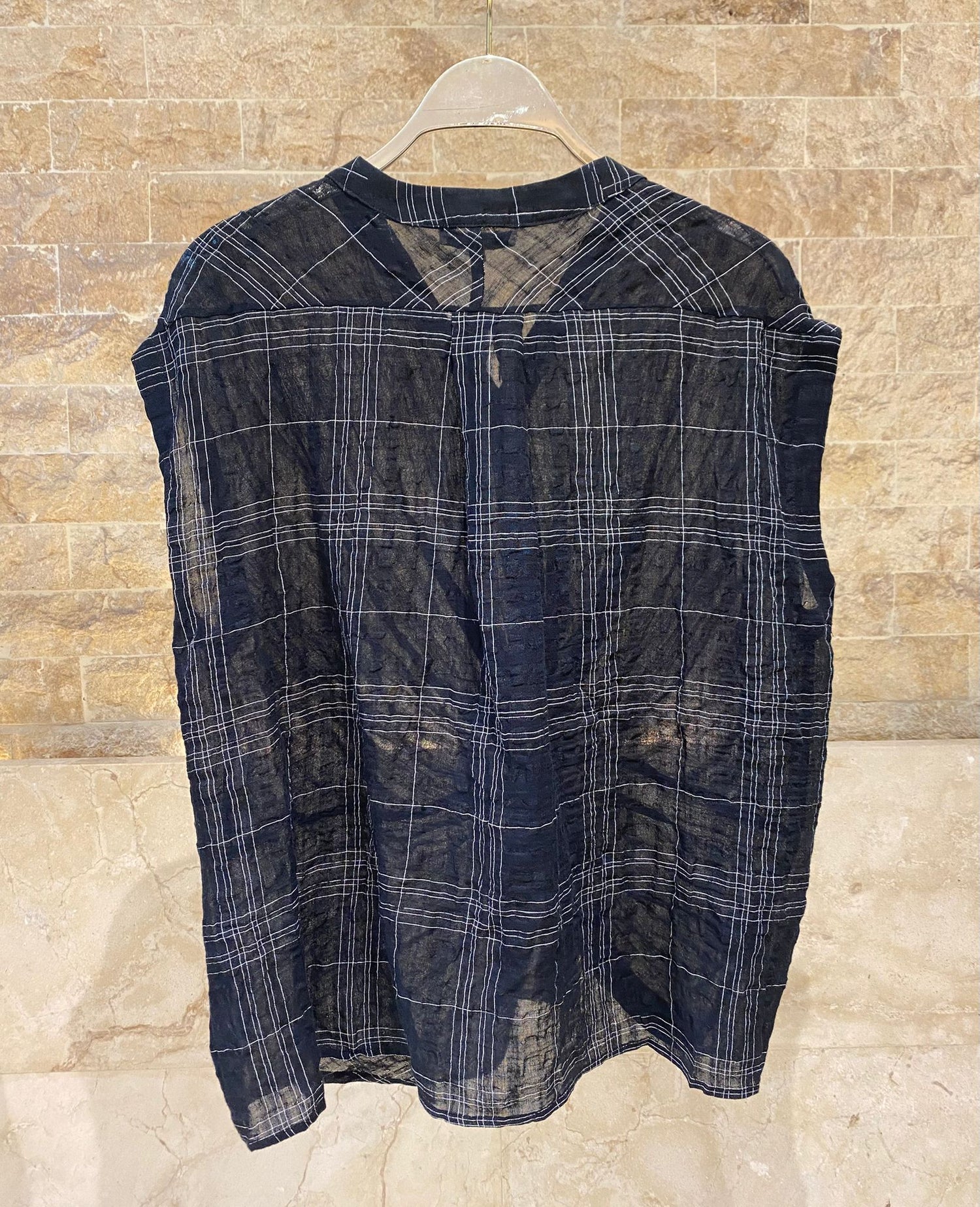 26S-1038/7040 Plaid Knot Sleeveless Top and Pants - Brown Loft