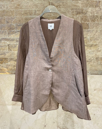 26S-5089/8090 Waistcoat Jacket and Pants - Brown Loft