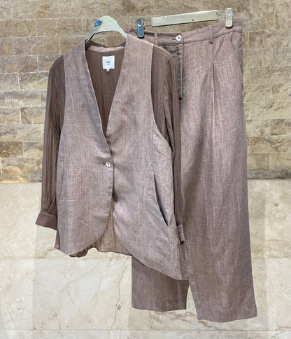 26S-5089/8090 Waistcoat Jacket and Pants - Brown Loft