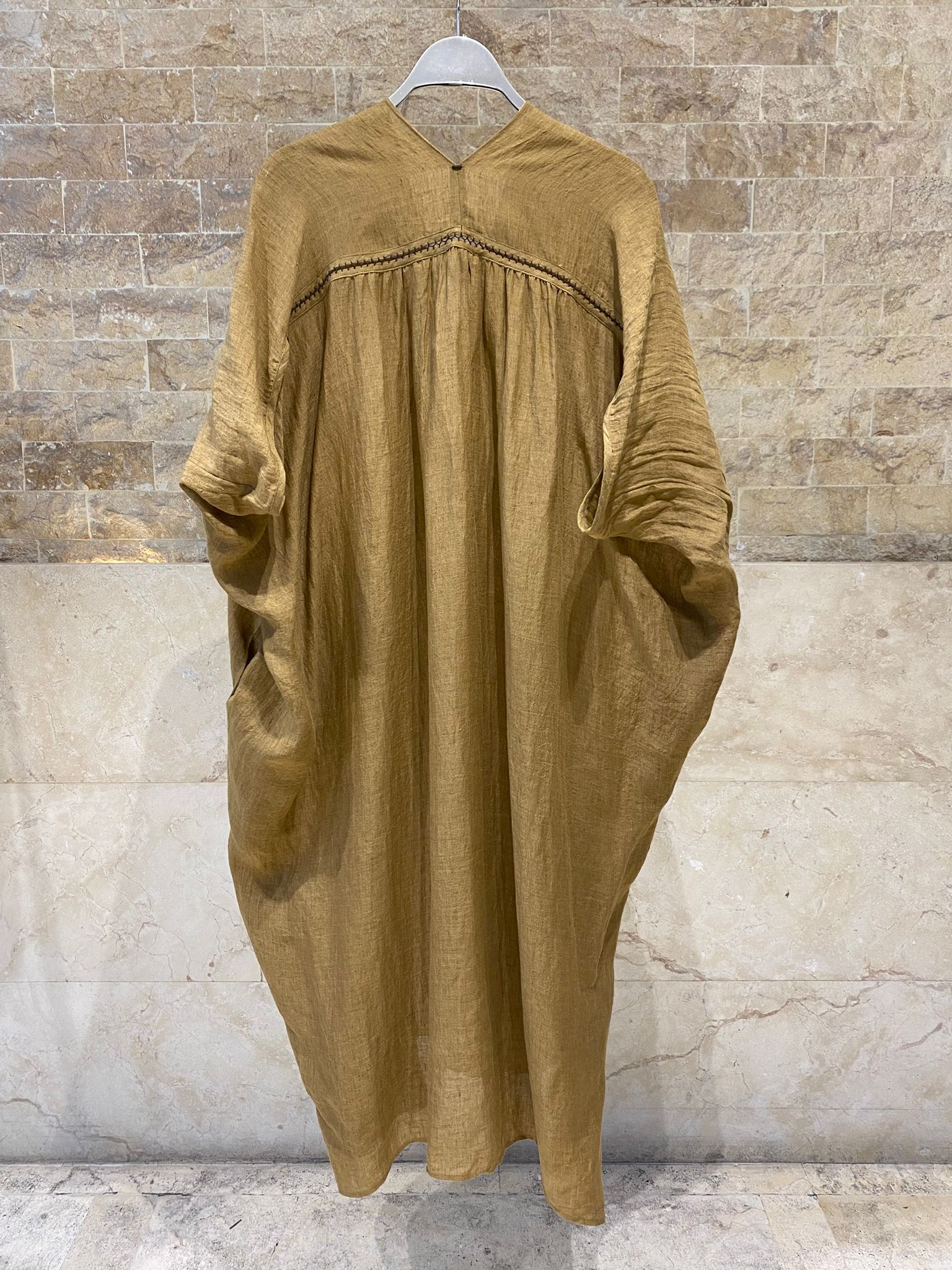 26S-3013 Oversized Linen Blend Kaftan - Brown Loft