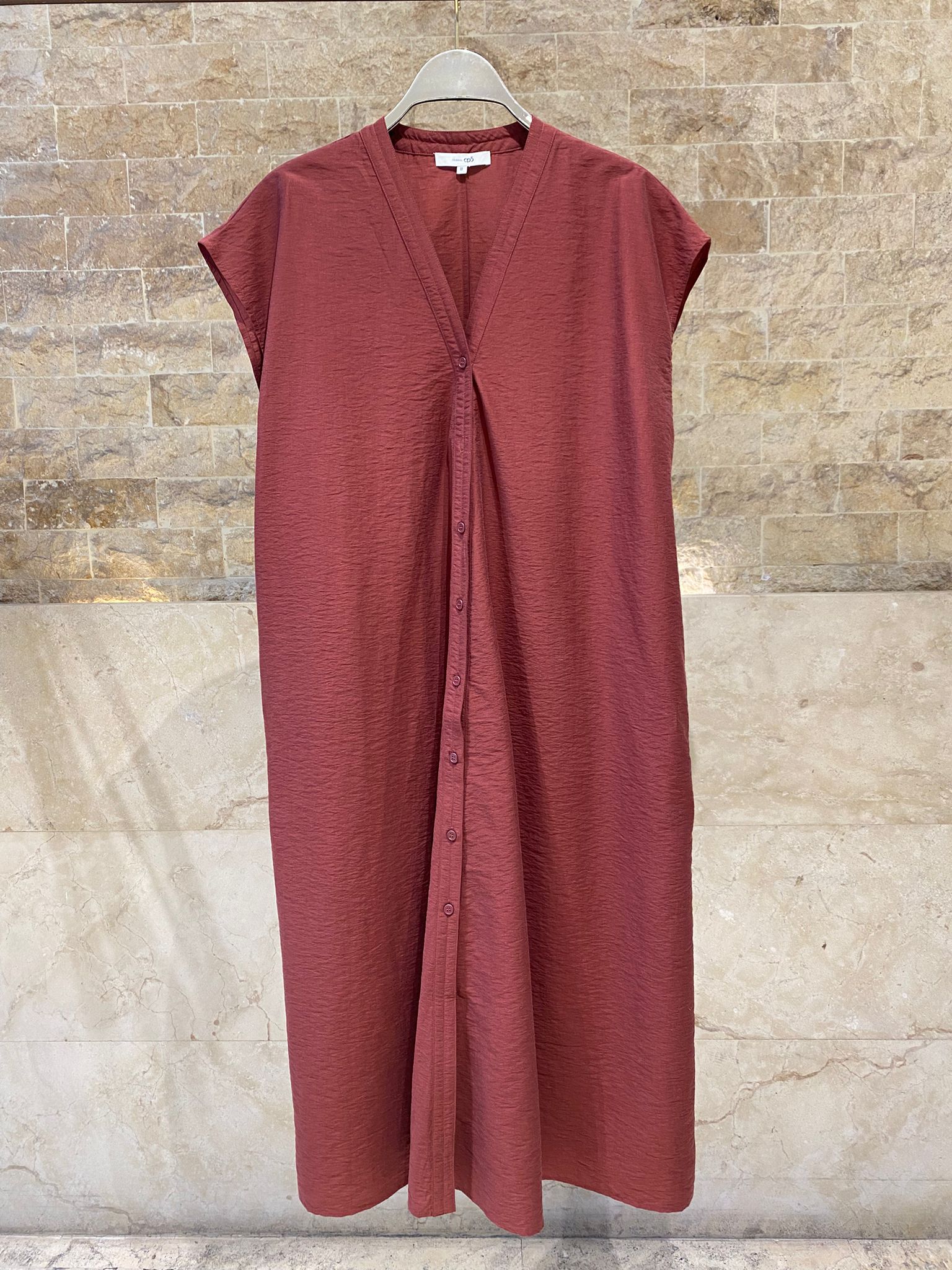 Oversized Relaxed Fit Linen Dress 26S-3041 - Brown Loft