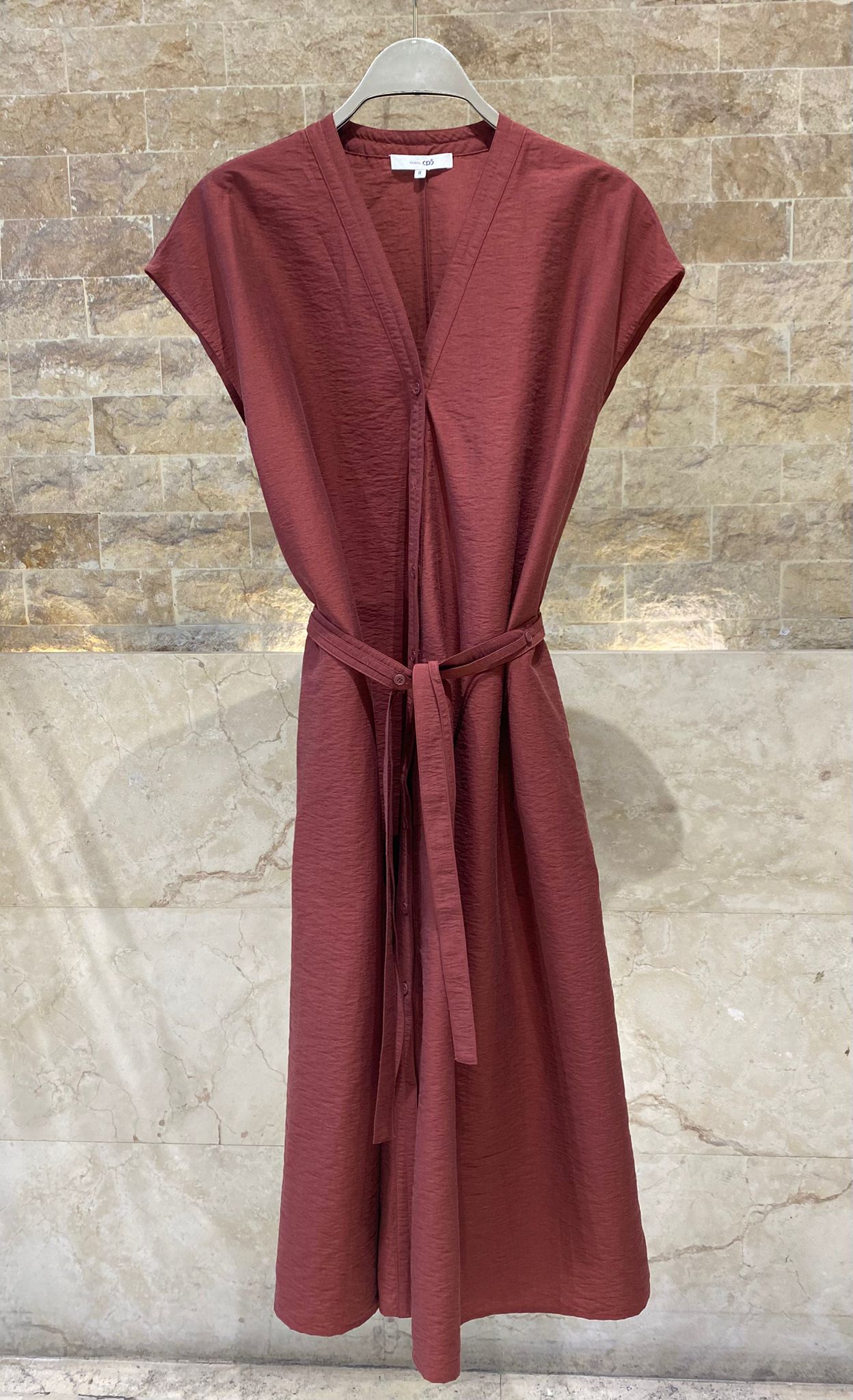 Oversized Relaxed Fit Linen Dress 26S-3041 - Brown Loft