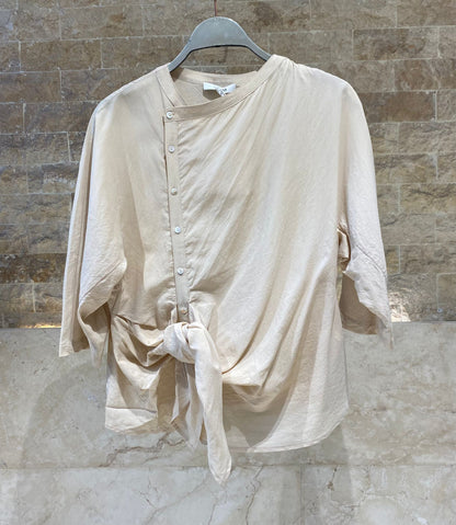 26S-1029 Asymmetric Buttoned Top - Brown Loft
