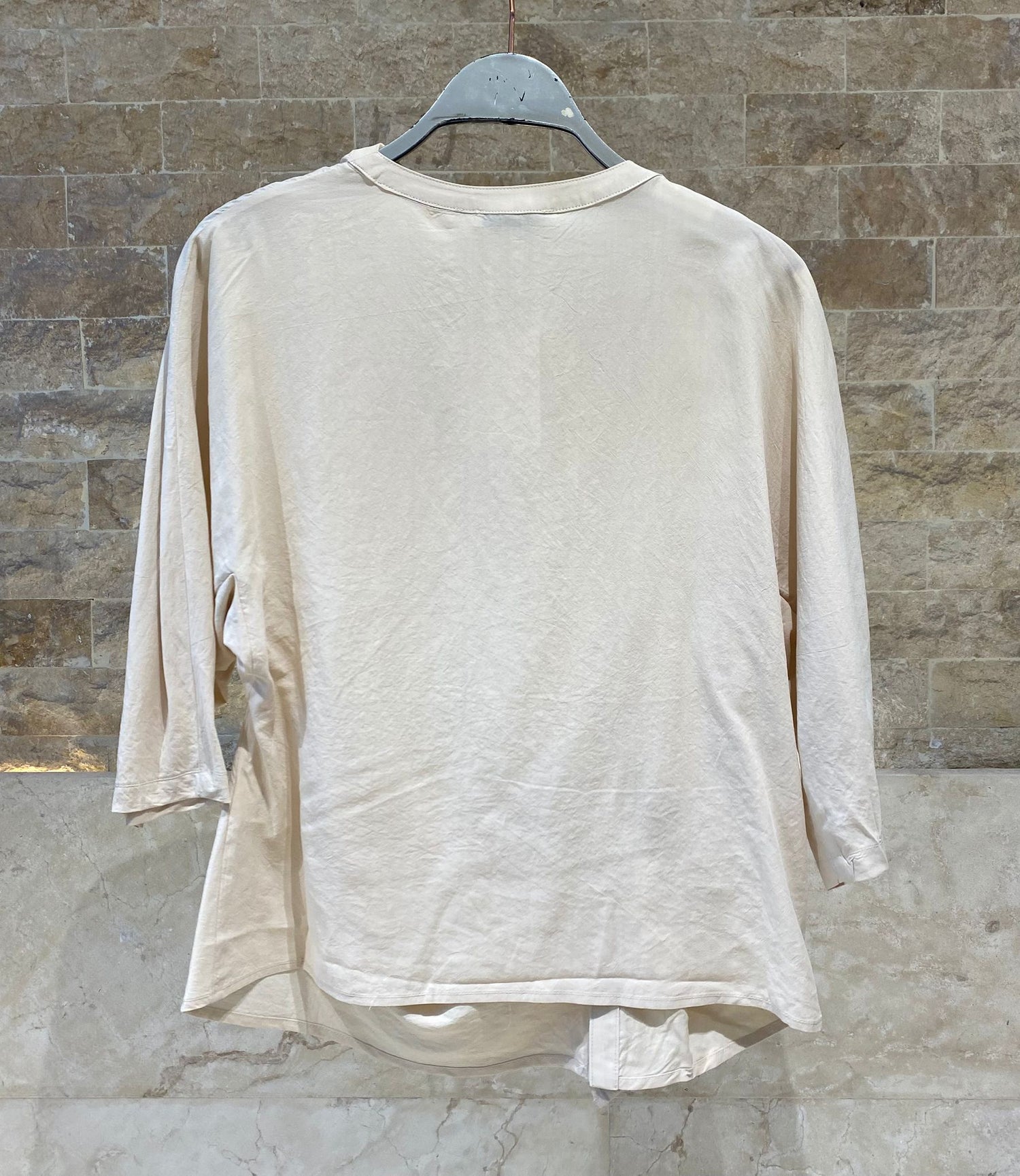 26S-1029 Asymmetric Buttoned Top - Brown Loft