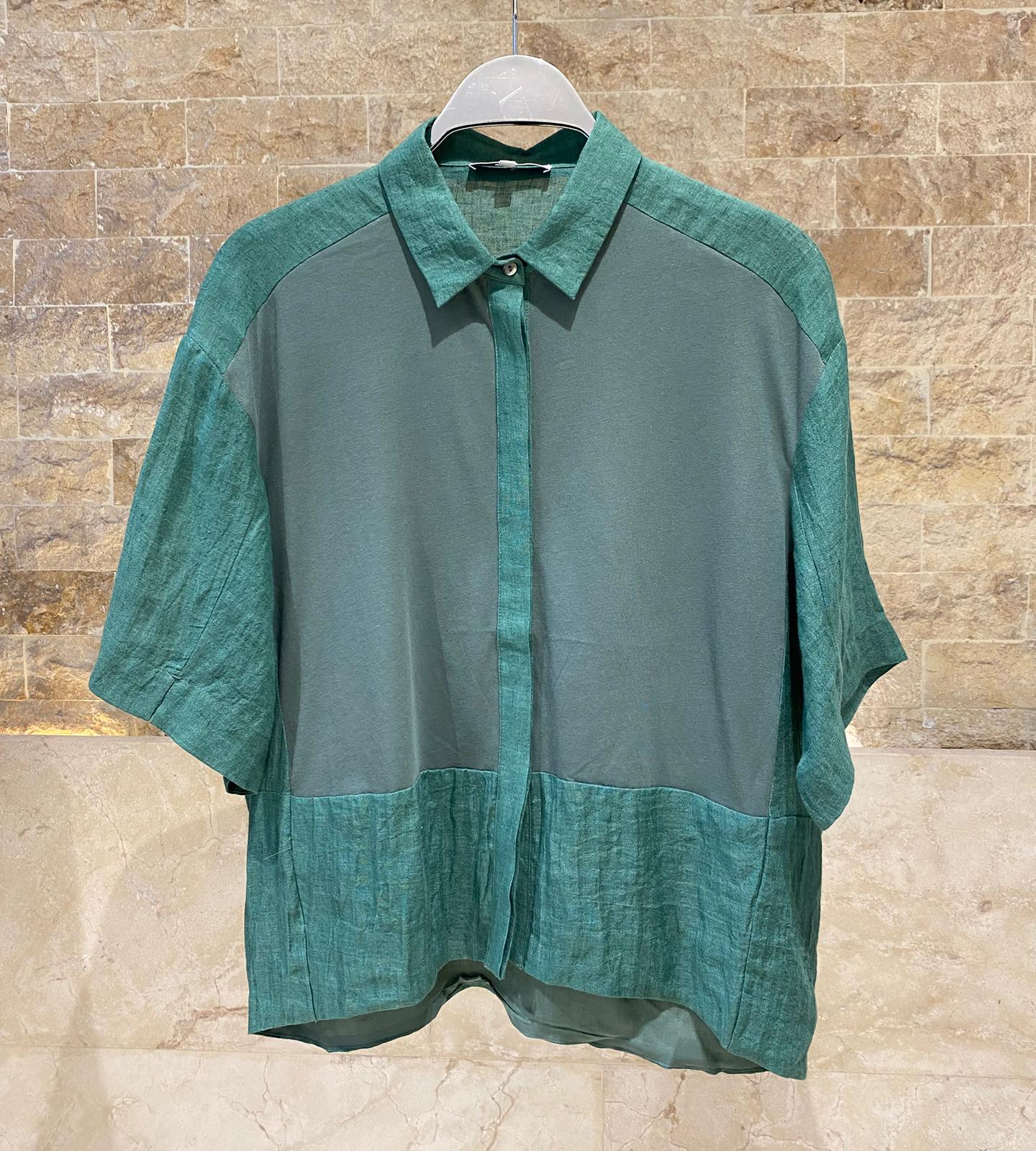 26S-1006/8010 Two Tone Linen Shirt and Pants - Brown Loft