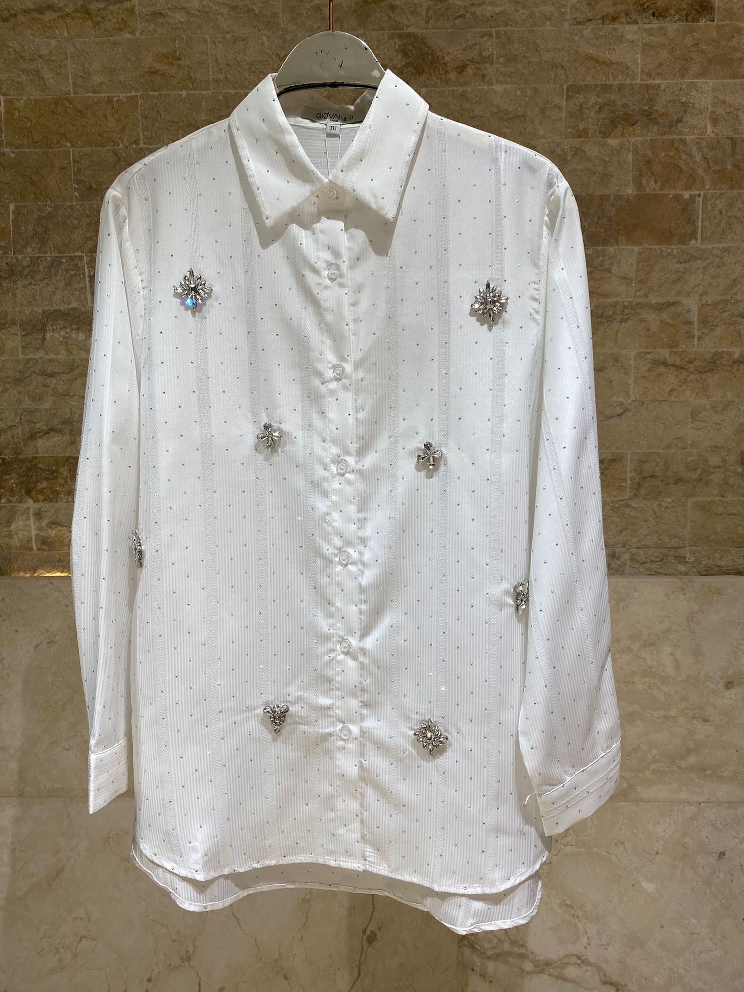 Striped Beaded Long Back Shirt Eliane
