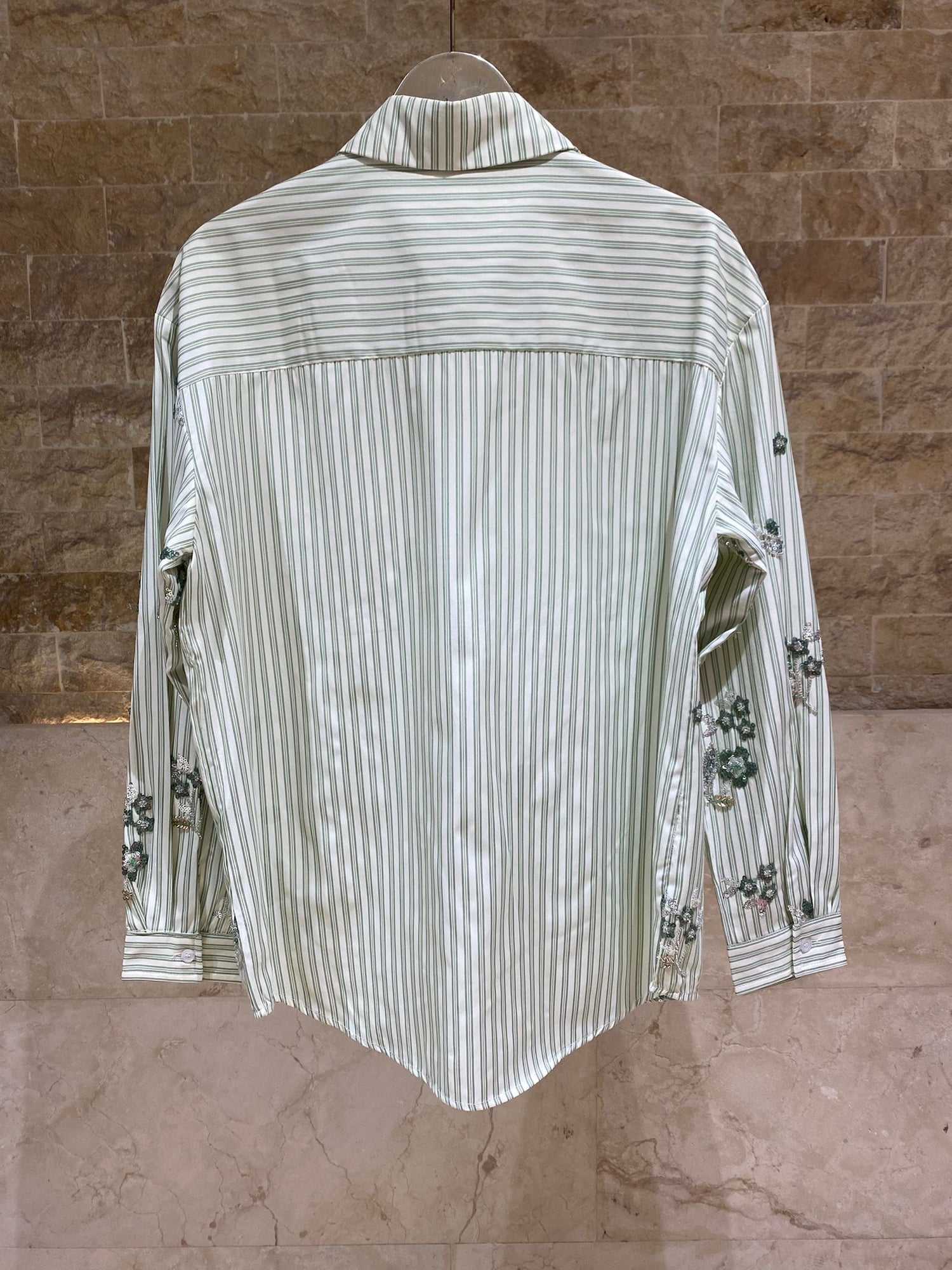 Anais Floral Embroidered Striped Shirt