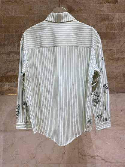 Anais Floral Embroidered Striped Shirt