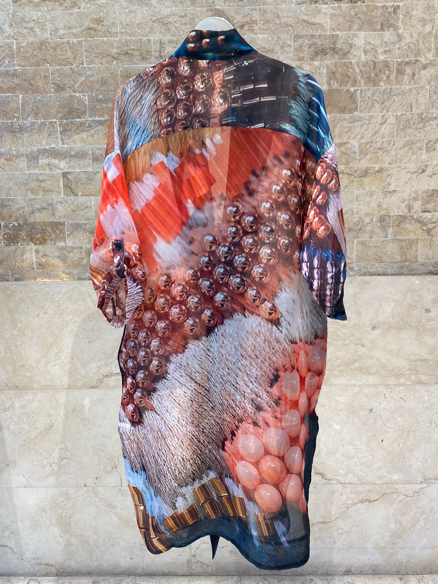 Abstract Print Oversized Kimono 26SS-BC5111 - Brown Loft