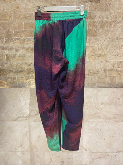 26SS-BZ3176 Abstract Multicolor Relaxed Pants - Brown Loft