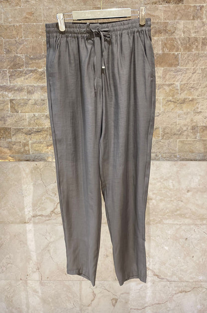 26SS-BC5098/7064 Wide Lapel Cropped Tencel Jacket &amp; Pants Set - Brown Loft